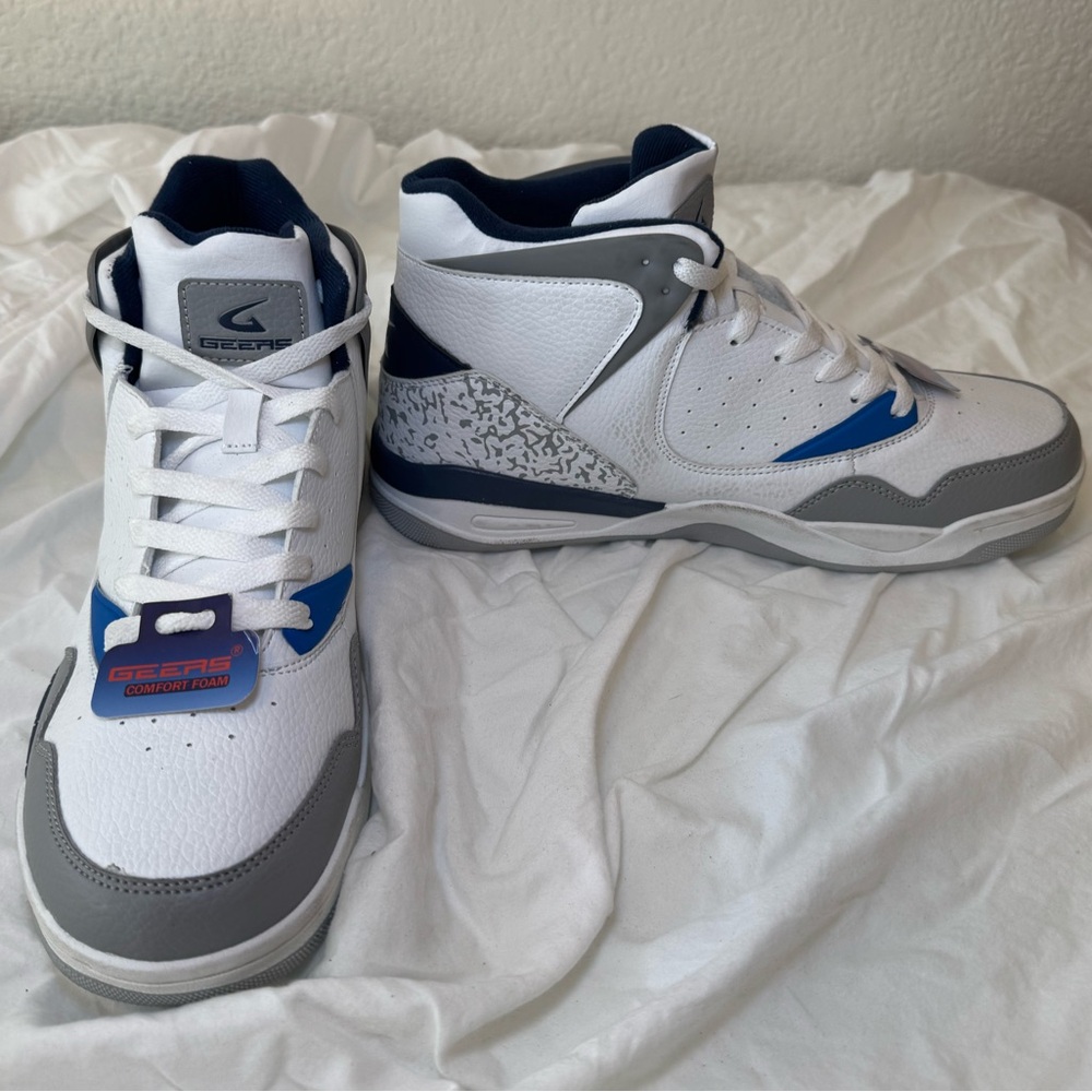 High-Top Sneakers - White and Blue